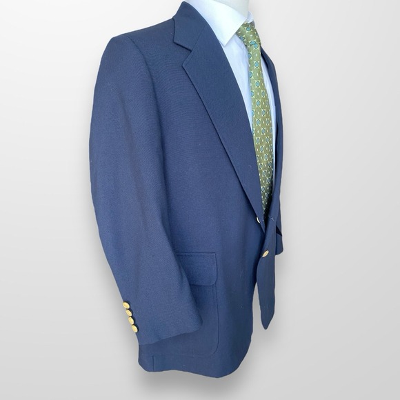 Vintage Warren Sewell Blazer Mens 46 Navy Blue Gold Buttons Suit Jacket - Picture 3 of 11